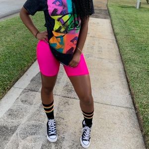 Hot pink retro biker shorts